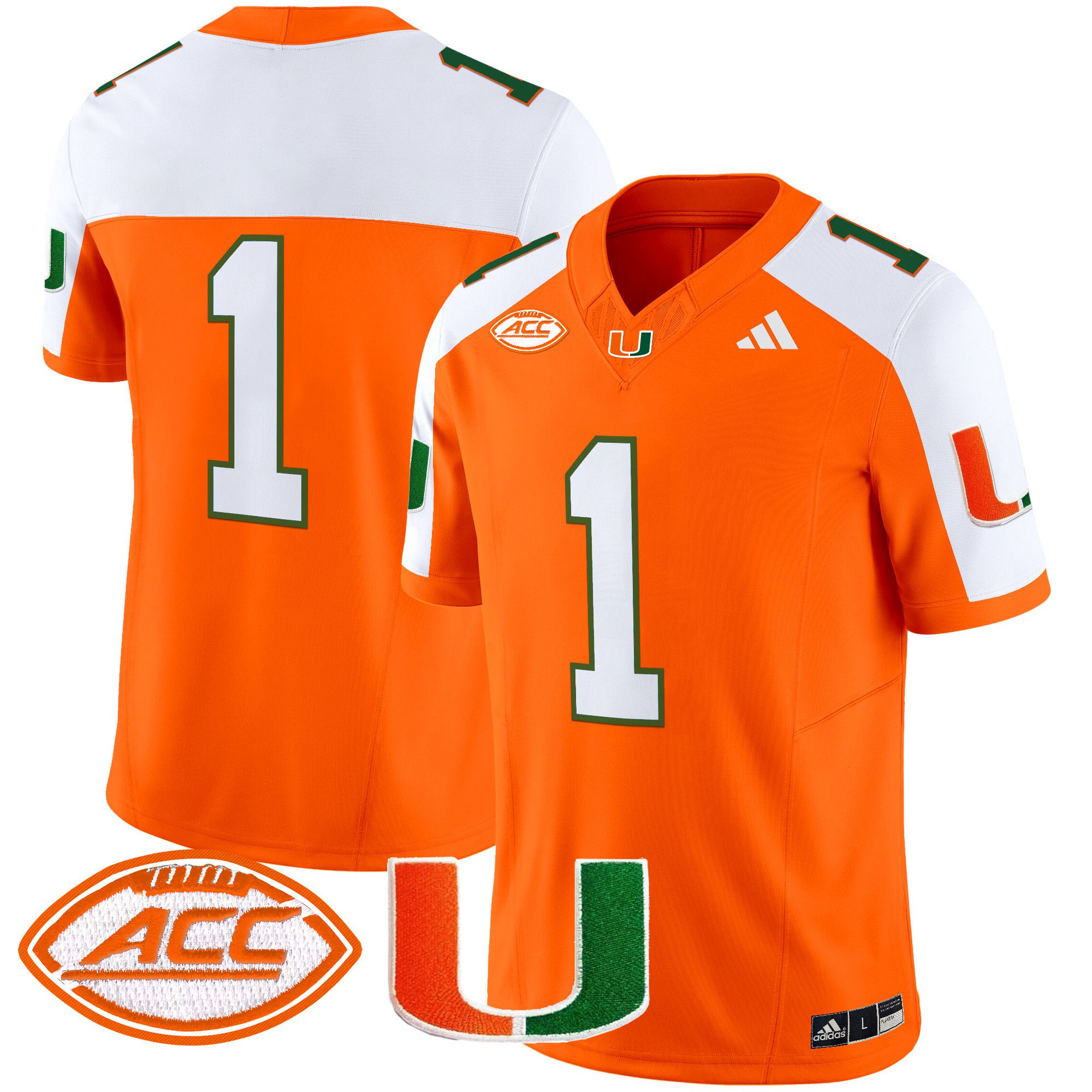 Men Miami Hurricanes #1 No Name Orange 2024 Vapor Limited NCAA Jersey